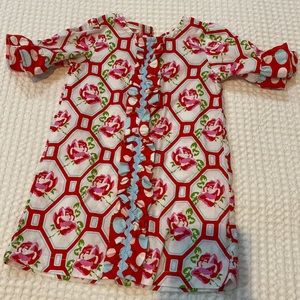 Bell sleeve. Ruffle detail. Ric rac. Floral. Rose.